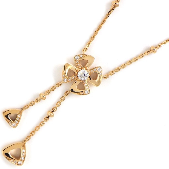 ブルガリ BVLGARI ネックレス フィオレヴァー 357137 フィオーレ フラワー スウィング ドロップ ダイヤモンド 0.19ct K18PG 【中古】