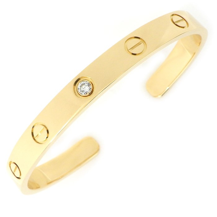 カルティエ Cartier バングル ラブ オープン 1ポイント ダイヤモンド K18YG / #16 【中古】