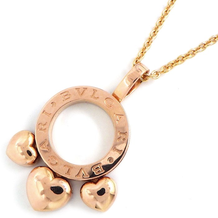 ブルガリ BVLGARI ネックレス アレグラ サークル ロゴ ムービング スライド ハート K18PG 【中古】