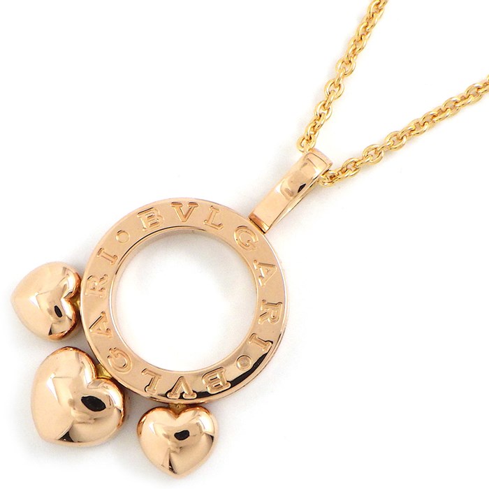 ブルガリ BVLGARI ネックレス アレグラ サークル ロゴ ムービング スライド ハート K18PG 【中古】