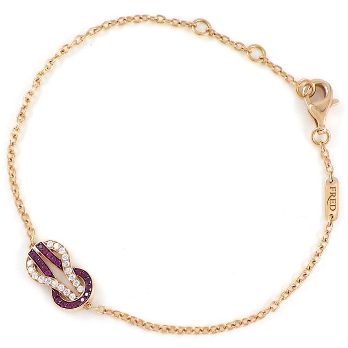 フレッド FRED ブレスレット シャンス アンフィニ ミディアム 6B1052 パヴェ 21ポイント ルビー 0.09ct 18ポイント ダイヤモンド 0.07ct K18PG 【中古】