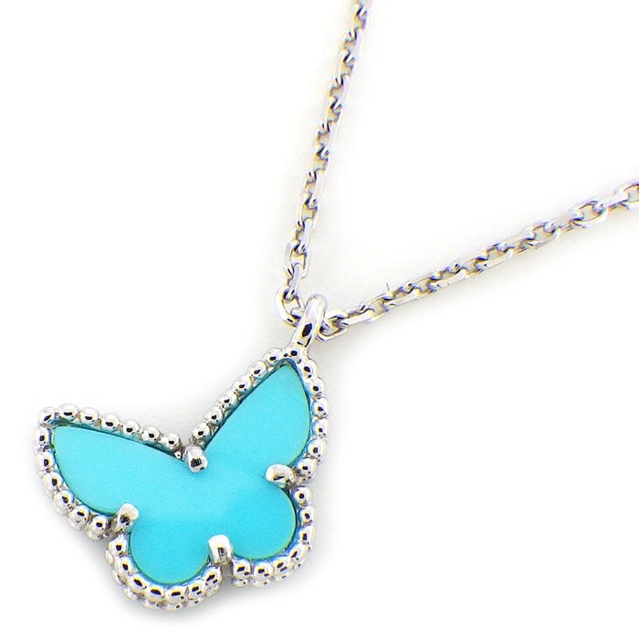 ヴァンクリーフ＆アーペル Van Cleef & Arpels ネックレス スウィート アルハンブラ パピヨン ターコイズ トルコ石 K18WG 【中古】