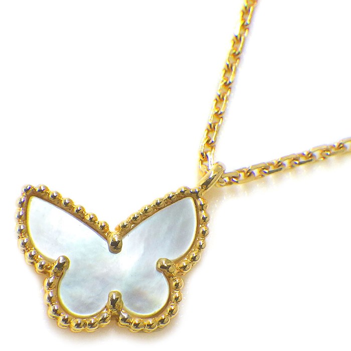 ヴァンクリーフ＆アーペル Van Cleef & Arpels ネックレス スウィート アルハンブラ パピヨン VCARF69300 ホワイト シェル K18YG 白 【中古】