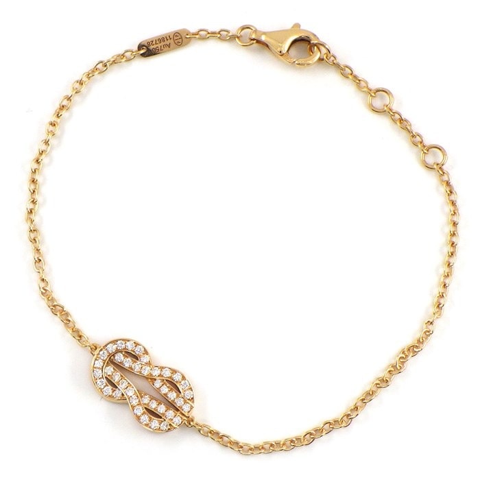 フレッド FRED ブレスレット シャンス アンフィニ ミディアム ダイヤモンド K18PG レッド エナメル 【中古】