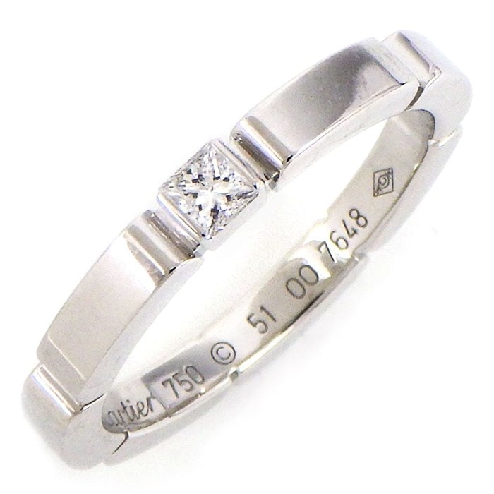 カルティエ Cartier リング マイヨン パンテール 1ポイント プリンセスカット ダイヤモンド K18WG 10.5号 / #51 【中古】