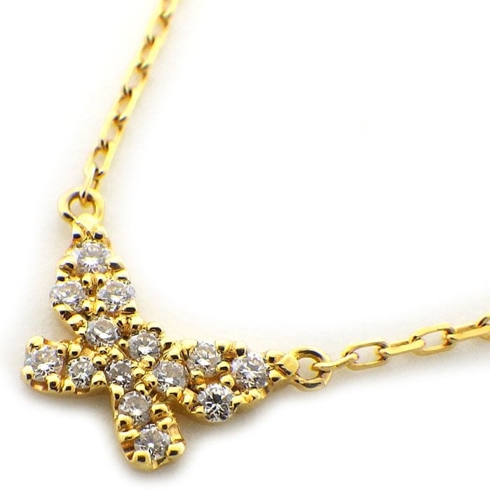 アーカー AHKAH ネックレス 蝶 バタフライ パヴェ ダイヤモンド 計0.06ct K18YG 【中古】
