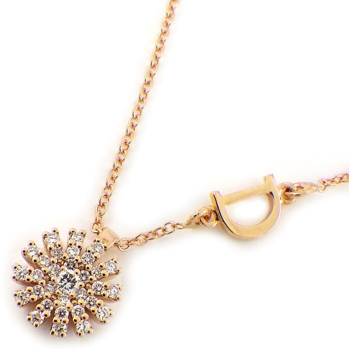 ダミアーニ DAMIANI ネックレス マルゲリータ フラワー パヴェ ダイヤモンド 計0.17ct K18PG 【中古】