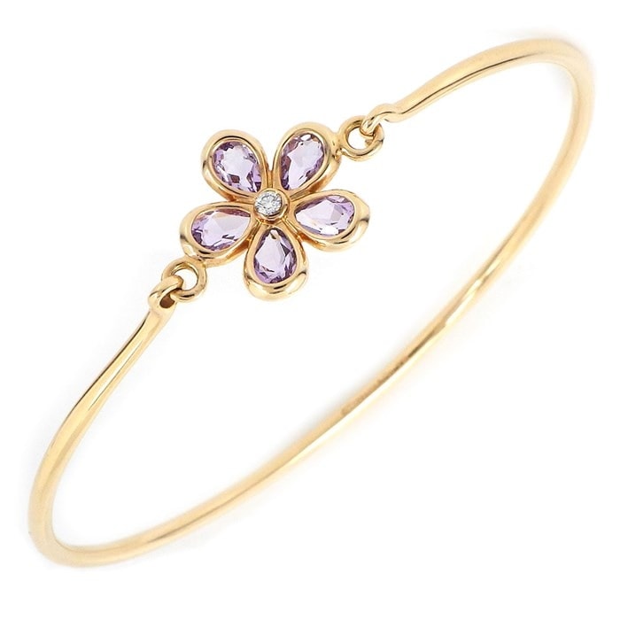 ティファニー Tiffany & Co. フック バングル ガーデン フラワー アメジスト 1ポイント ダイヤモンド K18PG 【中古】