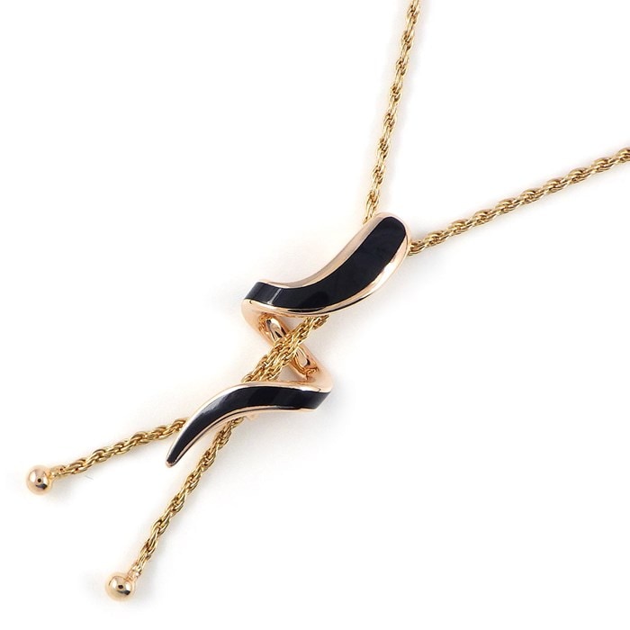 ダミアーニ DAMIANI ネックレス エデン 蛇 スネーク 2ポイント ダイヤモンド 0.01ct K18PG ブラック セラミック 黒 【箱・保付き】 【中古】
