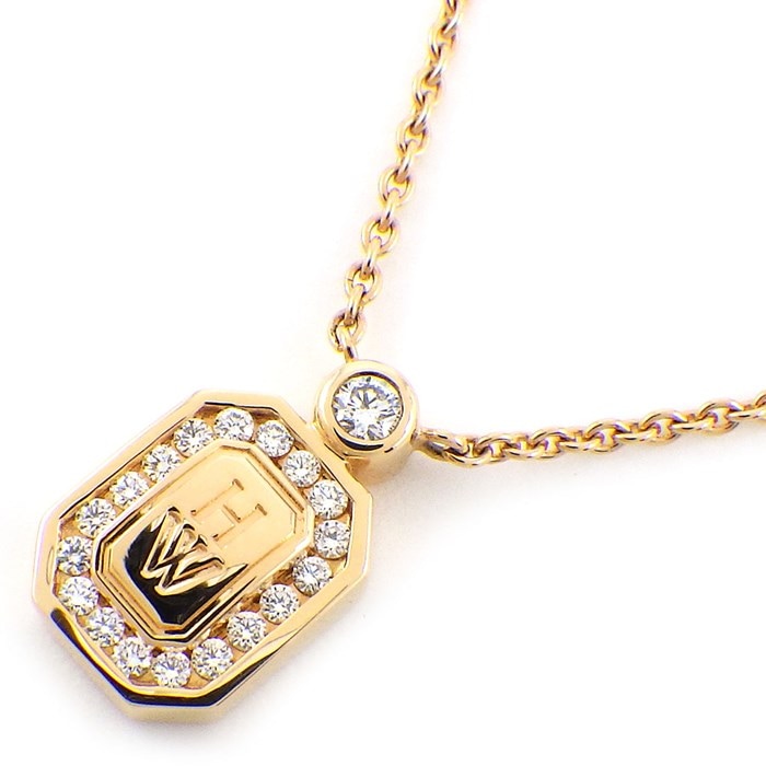 ハリーウィンストン HARRY WINSTON ネックレス HW ロゴ PEDRRD16HWL プレート 19ポイント ダイヤモンド 計0.12ct K18PG 【中古】