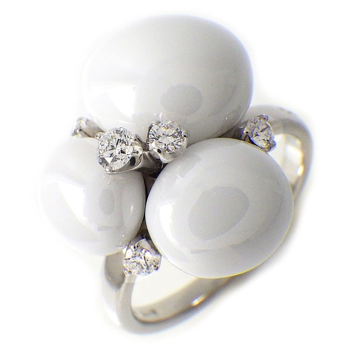 ポメラート Pomellato リング カプリ フラワー 5ポイント ダイヤモンド K18WG ホワイト セラミック 白 11.5号 / #52 【中古】