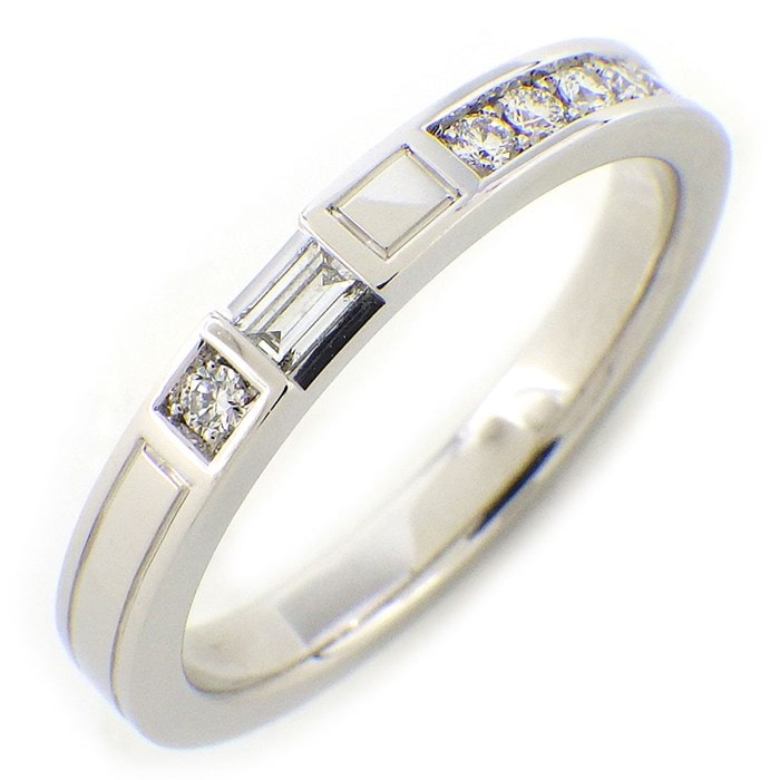 ハリーウィンストン HARRY WINSTON リング トラフィック アクセント 1ポイント バゲットカット ダイヤモンド 7ポイント ラウンドカット ダイヤモンド PT950 16号 【中古】