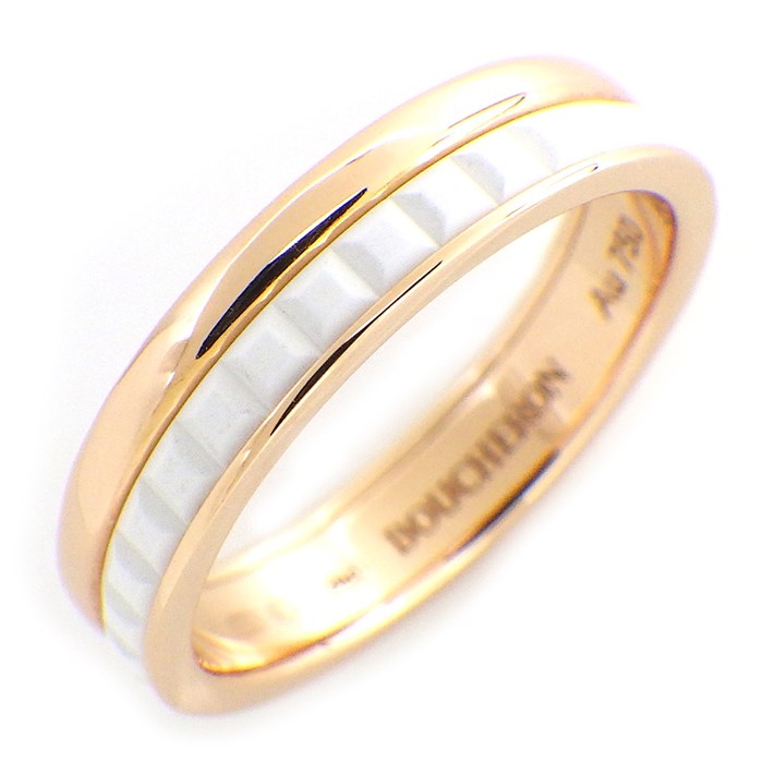 ブシュロン BOUCHERON リング キャトル ハーフ JAL00238 K18PG ホワイト セラミック 白 7号 / #47 【中古】