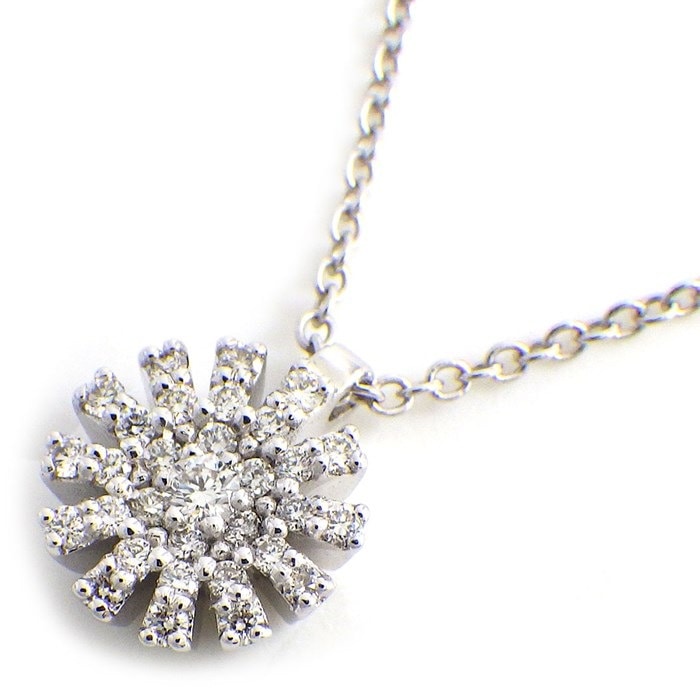 ダミアーニ DAMIANI ネックレス マルゲリータ フラワー パヴェ ダイヤモンド 計0.16ct K18WG 【中古】