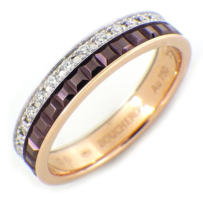 ブシュロン BOUCHERON リング キャトル クラシック ハーフ JAL00243 フル サークル 29ポイント ダイヤモンド 計0.21ct K18WG K18PG ブラウン PVD 9.5号 / #50 【中古】