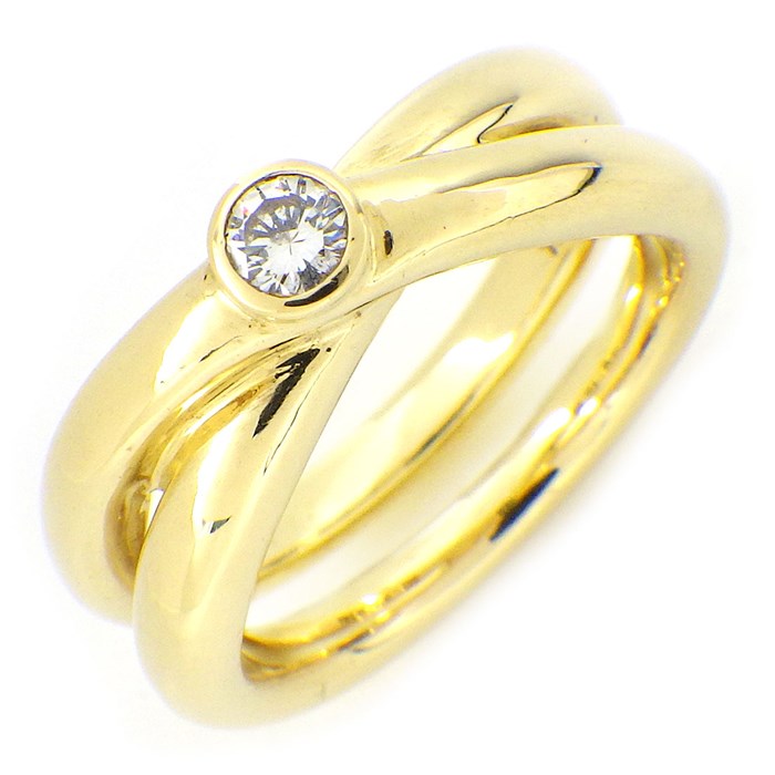 ティファニー Tiffany & Co. リング クロス 1ポイント ダイヤモンド 約0.10ct K18YG 10号 【中古】