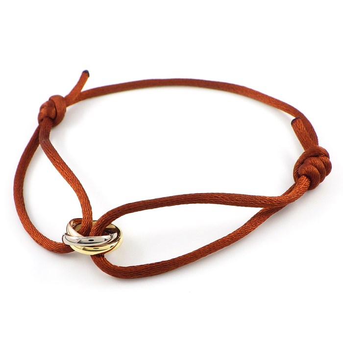 カルティエ Cartier ブレスレット ベビー トリニティ ブラウン コード スリーカラー K18PG K18WG K18YG 【中古】