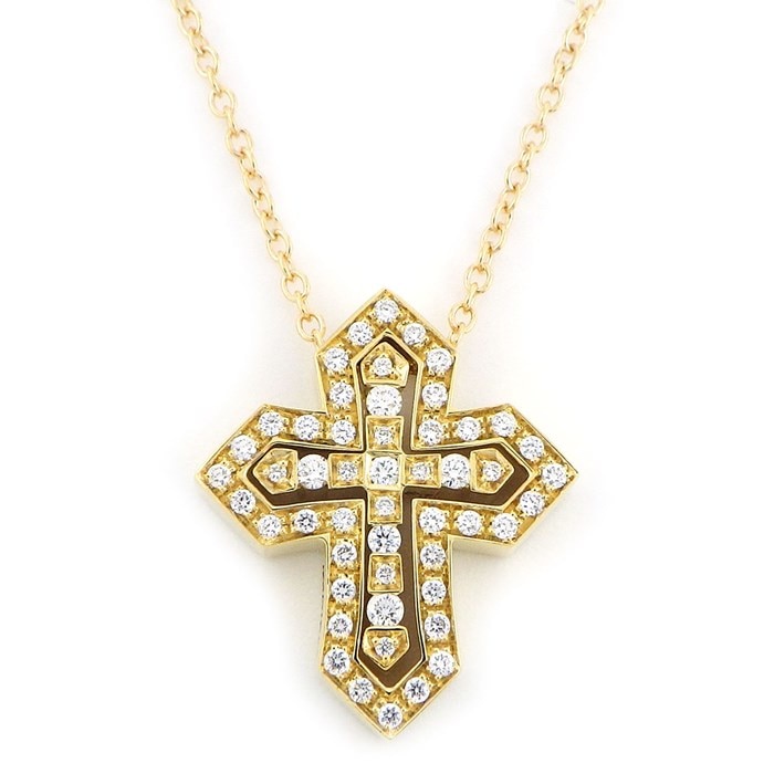 ダミアーニ DAMIANI ネックレス ベルエポック クラウン S スモール 20089077 クロス パヴェ ダイヤモンド 計0.28ct K18YG 【箱・保付き】 【中古】