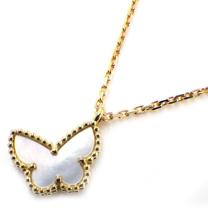 ヴァンクリーフ＆アーペル Van Cleef & Arpels ネックレス スウィートアルハンブラ パピヨン VCARF69300 ホワイト シェル K18YG 白 【中古】