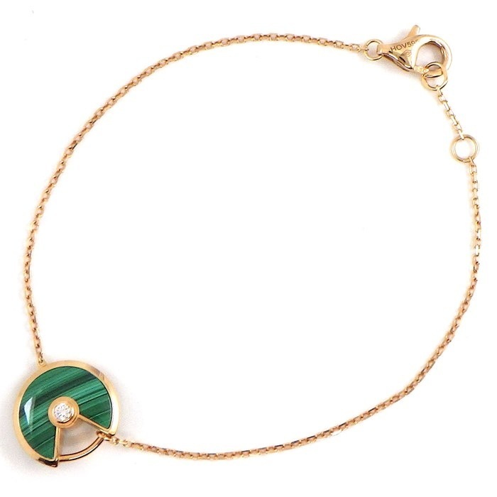 カルティエ Cartier ブレスレット アミュレット XS B6047117 ラウンド マラカイト 1ポイント ダイヤモンド 0.02ct K18PG 【箱・保付き】 【中古】