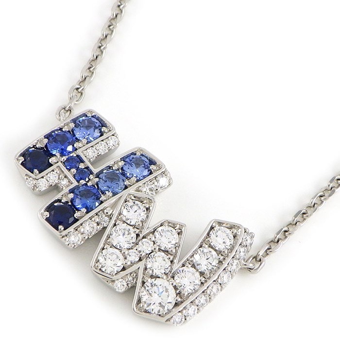 ハリーウィンストン HARRY WINSTON ネックレス HW グラフィティ PESDPPVHWGRA ロゴ 稀少モデル レア コレクターズアイテム サファイア ダイヤモンド PT950 【箱・保付き】 【中古】