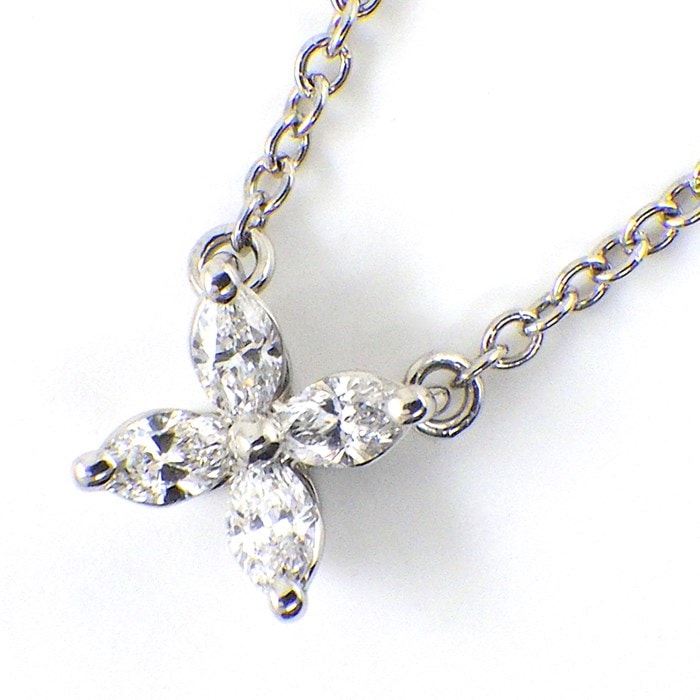 ティファニー Tiffany & Co. ネックレス ビクトリア ミニ 4ポイント マーキスカット ダイヤモンド PT950 【中古】
