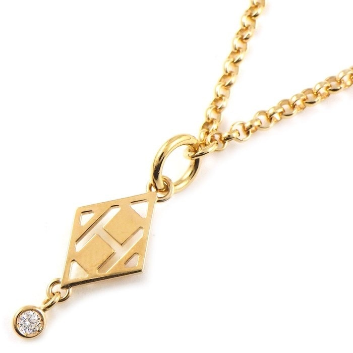 エルメス HERMES ネックレス ガンバード H ロゴ 1ポイント ダイヤモンド K18PG 【中古】
