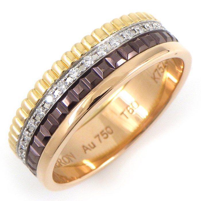 ブシュロン BOUCHERON リング キャトル クラシック ダイヤモンド スモール JRG00627 フルサークル 37ポイント ダイヤモンド 約0.26ct ブラウンPVD K18PG K18WG K18YG 19.5号 / #60 【中古】