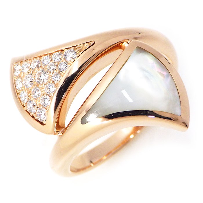 ブルガリ BVLGARI リング ディーヴァ ドリーム ホワイト シェル ダイヤモンド K18PG 白 13.5号 【中古】