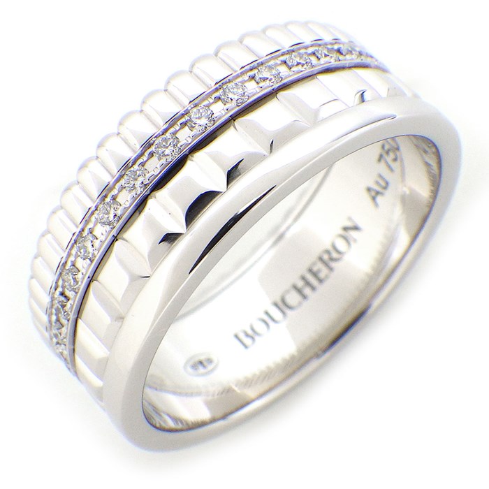 ブシュロン BOUCHERON リング キャトル ラディアント スモール JRG02486 フルサークル 33ポイント ダイヤモンド 計0.25ct K18WG 14.5号 / #55 【中古】