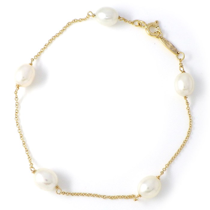 ティファニー Tiffany & Co. ブレスレット バイ ザ ヤード 5ポイント 淡水 パール K18YG 【中古】