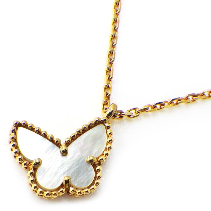 ヴァンクリーフ＆アーペル Van Cleef & Arpels ネックレス スウィートアルハンブラ パピヨン VCARF69300 ホワイト シェル K18YG 白 【箱・保付き】 【中古】