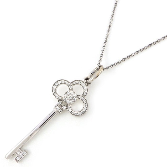 ティファニー Tiffany & Co. ネックレス クラウンキー 1.5インチ(約4cm) モデル GRP08178 ダイヤモンド 計0.11ct K18WG 【中古】