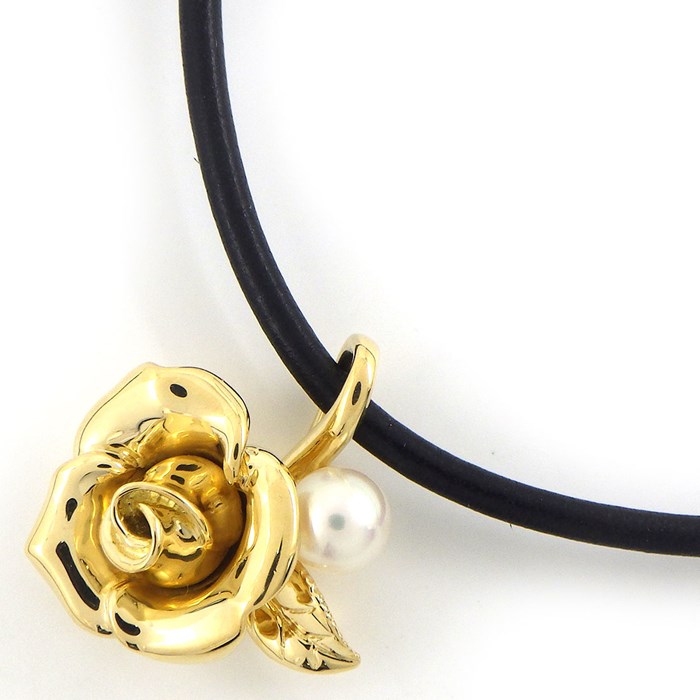 ミキモト MIKIMOTO ネックレス プリンセス グレース コレクション ローズ 薔薇 パール 5.1mm珠 K18YG 【中古】