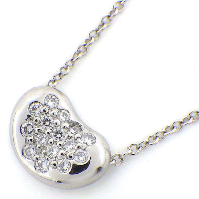 ティファニー Tiffany & Co. ネックレス ビーン デザイン 9mm ビーンズ パヴェ 15ポイント ダイヤモンド PT950 【中古】