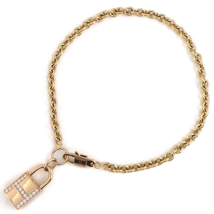 エルメス HERMES ブレスレット アミュレット カデナ ロック モチーフ Hロゴ 18ポイント ダイヤモンド K18PG 【中古】