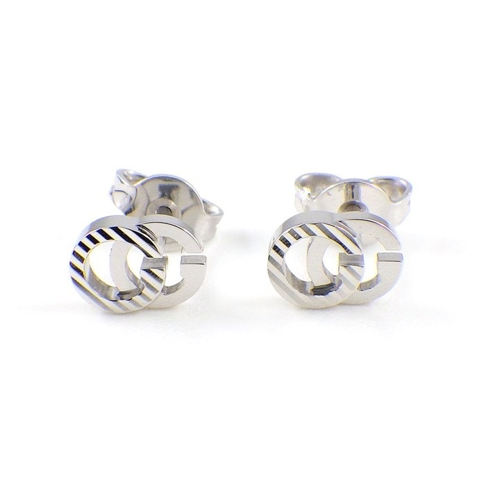 グッチ GUCCI ピアス GG ランニング ロゴ 652219 J8502 9000 K18WG 【中古】