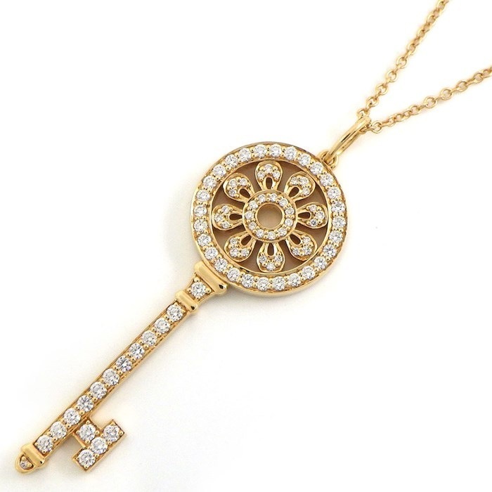 ティファニー Tiffany & Co. ネックレス ペタル キー ミディアム GRP11813 フル ダイヤモンド K18PG 【中古】