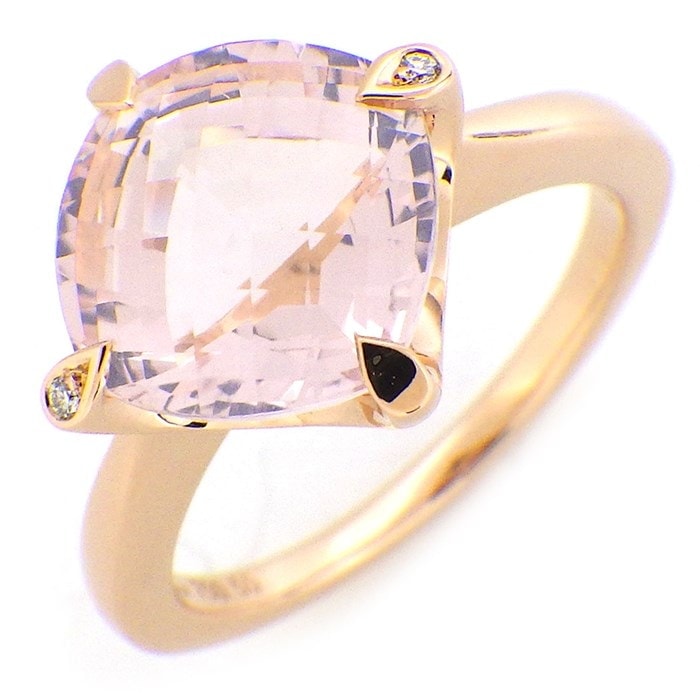 カルティエ Cartier リング インド ミステリューズ 1ポイント クッションカット ローズクォーツ 2ポイント ダイヤモンド K18PG 10号 / #50 【中古】