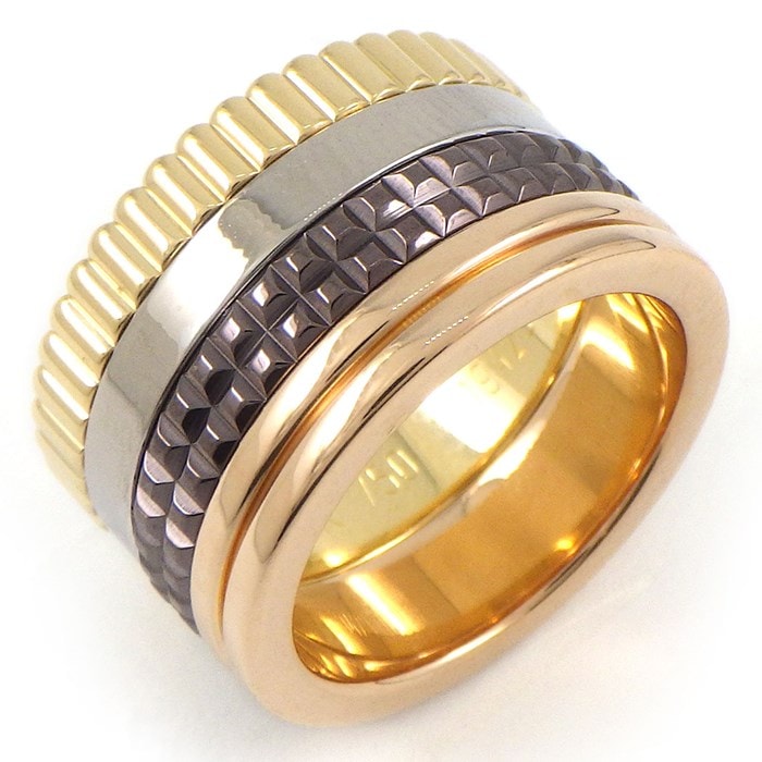 ブシュロン BOUCHERON リング キャトル クラシック ラージ JRG00257 4バンド ブラウンPVD K18PG K18WG K18YG 7号 / #47 【箱・保付き】 【中古】