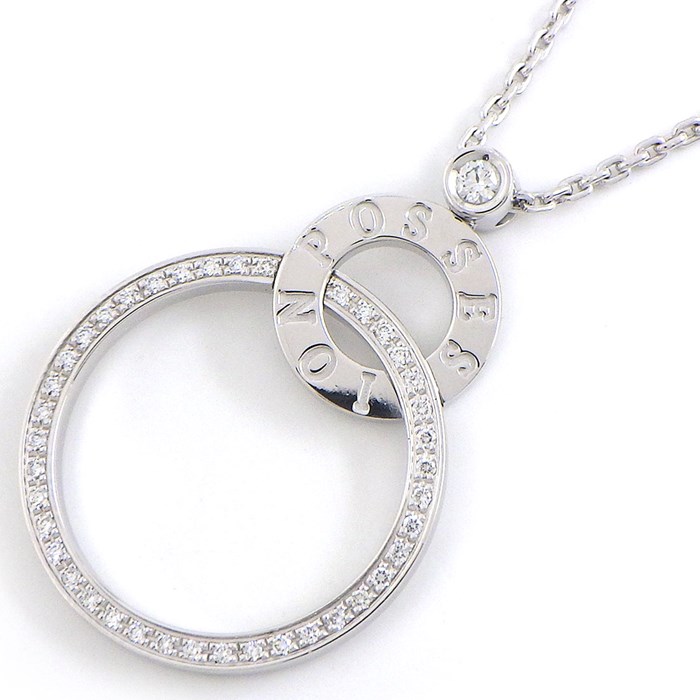 ピアジェ PIAGET ネックレス ポセション G33PX270 ダブル リンク サークル パヴェ 41ポイント ダイヤモンド 0.27ct K18WG 【中古】