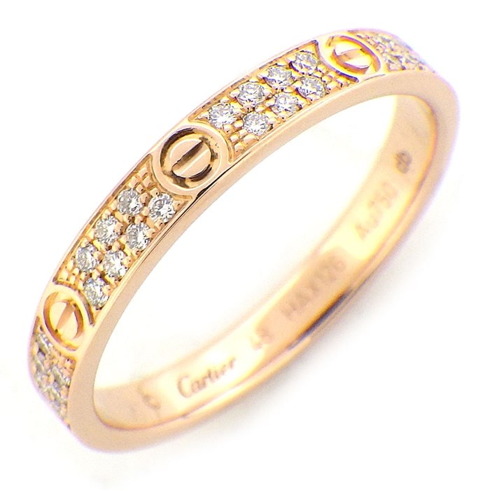 カルティエ Cartier リング ラブリング SM B4218100 フル パヴェ 72ポイント ダイヤモンド 計0.19ct K18PG 8号 / #48 【箱・保付き】 【中古】