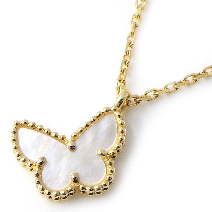 ヴァンクリーフ＆アーペル Van Cleef & Arpels ネックレス スウィートアルハンブラ パピヨン VCARF69300 ホワイト シェル K18YG 白 【中古】