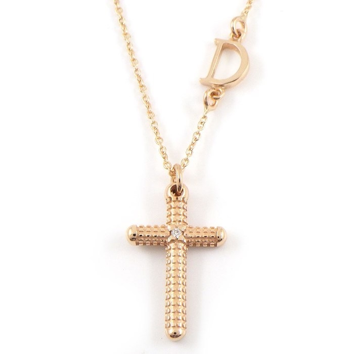 ダミアーニ DAMIANI ネックレス メトロポリタン クロス メッシュ 1ポイント ダイヤモンド K18PG 【中古】