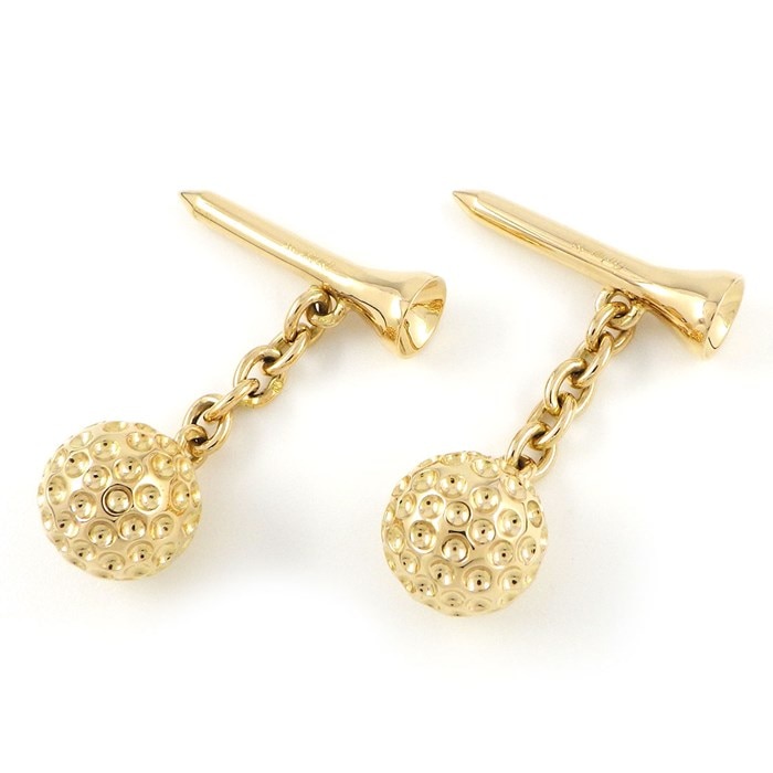 カルティエ Cartier カフス ゴルフ ボール ティー モチーフ K18YG 【中古】