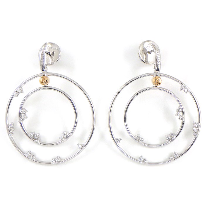 ダミアーニ DAMIANI ピアス ダブル サークル スウィング ダイヤモンド K18PG K18WG 【中古】