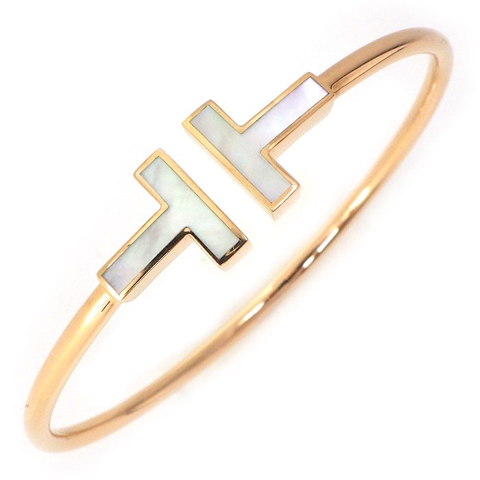 ティファニー Tiffany & Co. バングル T ワイヤー ミディアムモデル 63958301 ホワイト シェル K18PG / #S 【中古】