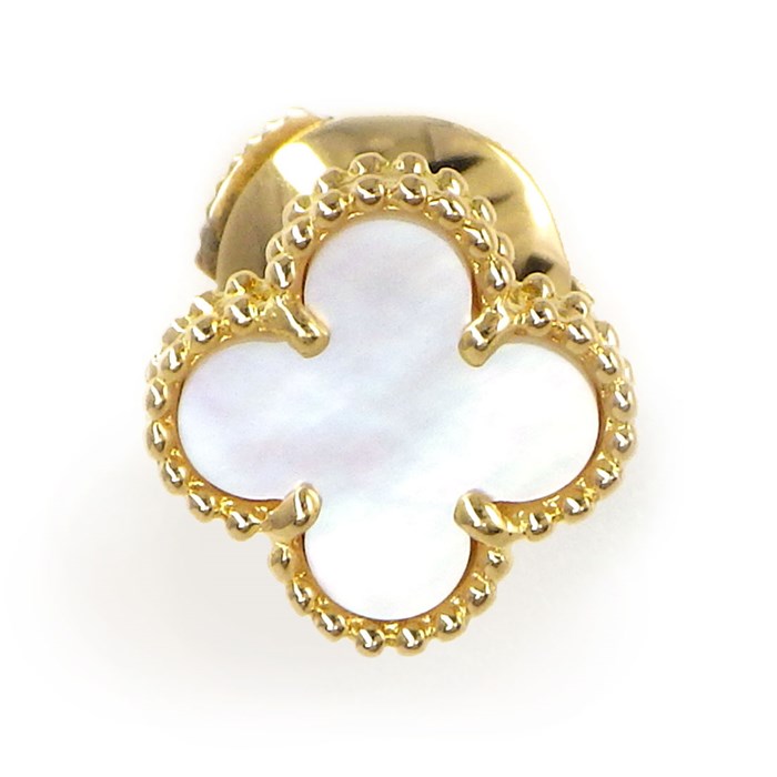 ヴァンクリーフ＆アーペル Van Cleef & Arpels ピアス スウィート アルハンブラ ホワイト シェル K18YG ※片方のみ 【中古】
