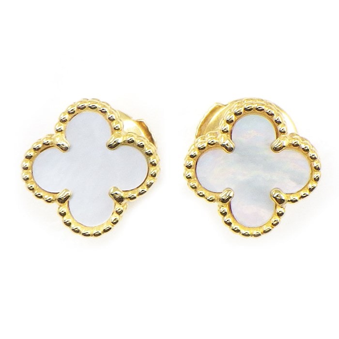 ヴァンクリーフ＆アーペル Van Cleef & Arpels ピアス スウィート アルハンブラ VCARA44800 ホワイト シェル K18YG 【箱・保付き】 【中古】