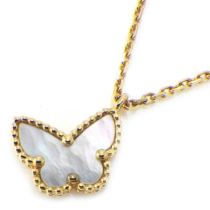 ヴァンクリーフ＆アーペル Van Cleef & Arpels ネックレス スウィートアルハンブラ パピヨン VCARF69300 ホワイト シェル K18YG 白 【中古】